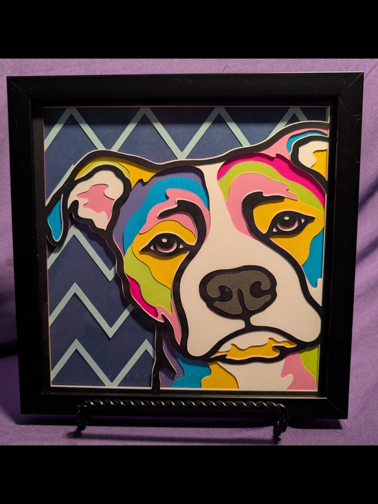 Hand Crafted Other - Hand Crafted Multicolor Pit Bull Pop Art - Pink Blue Yellow Green